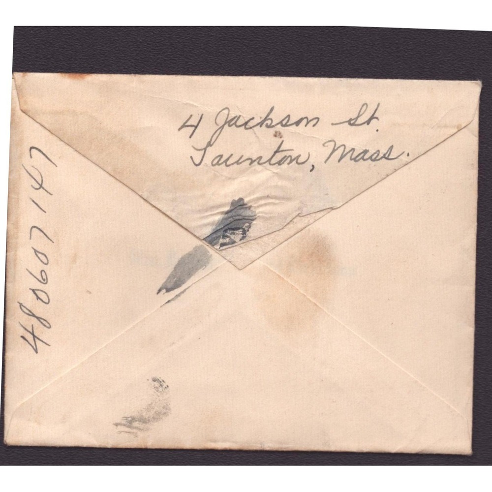 1951 Postmarked Cover Taunton MA CDS Wavy Cancel to Mrs Everett Pollard - Picture 2 of 2